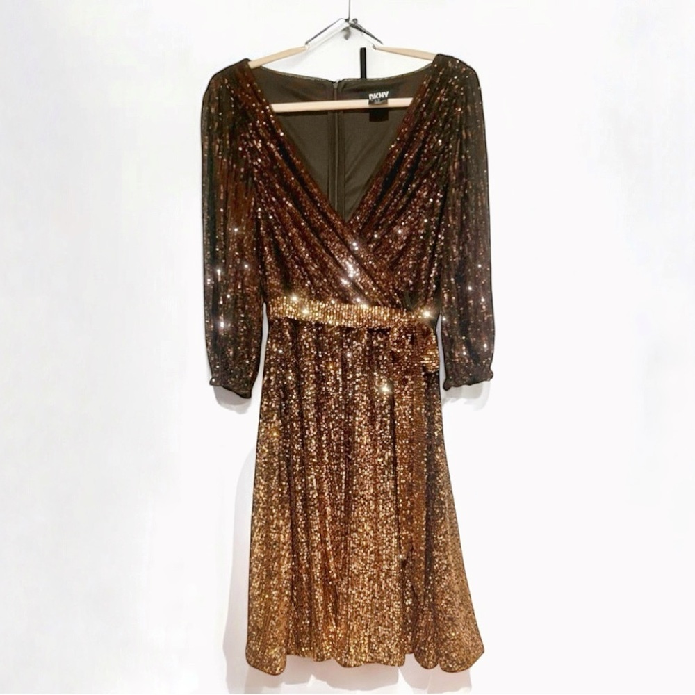 🗽DKNY Women's Shimmering Brown 3/4 Puffy Sleeves
Cocktail Graduation Party